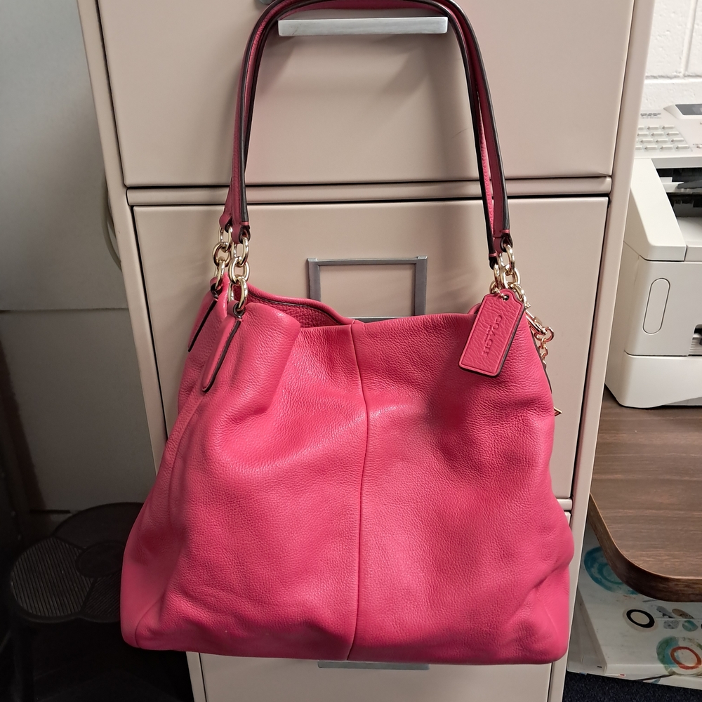 Coach Madison Phoebe Fuchsia (Pink) Pebbled Leather Shoulder Bag Gorgeous!!!